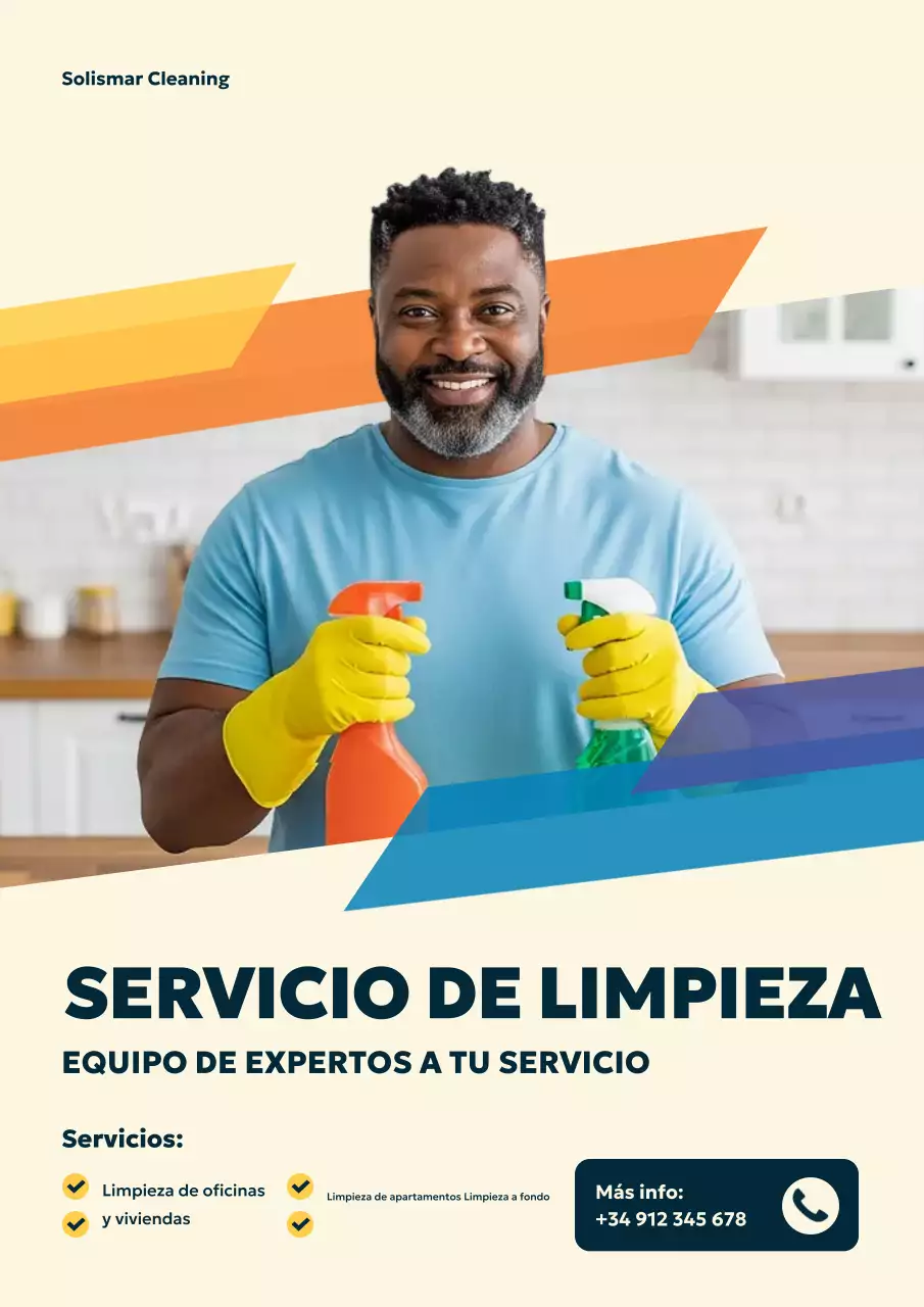 Cartel publicitario de limpieza moderna en beige