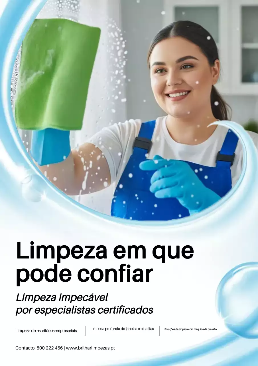Cartaz promocional de limpeza azul