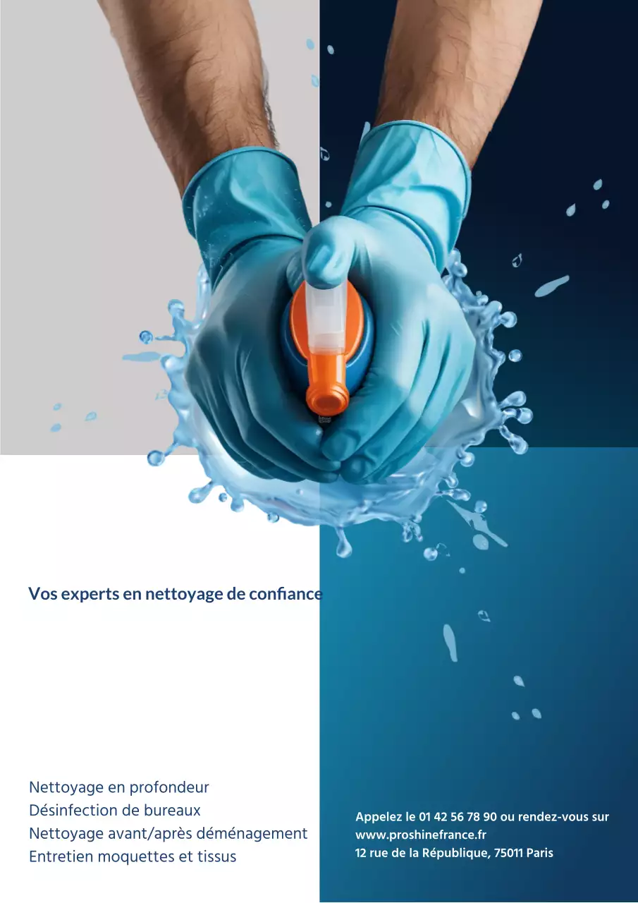 Affiche publicitaire de nettoyage moderne bleu