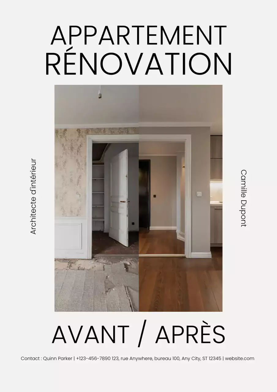 Affiche publicitaire de rénovation moderne grise
