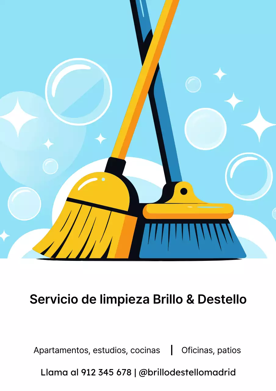 Cartel promocional de limpieza moderna azul