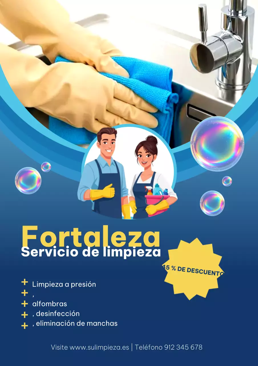 Cartel promocional de limpieza moderna azul