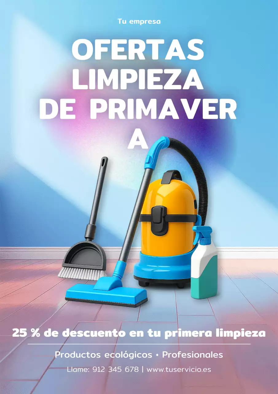 Cartel promocional de limpieza moderna azul