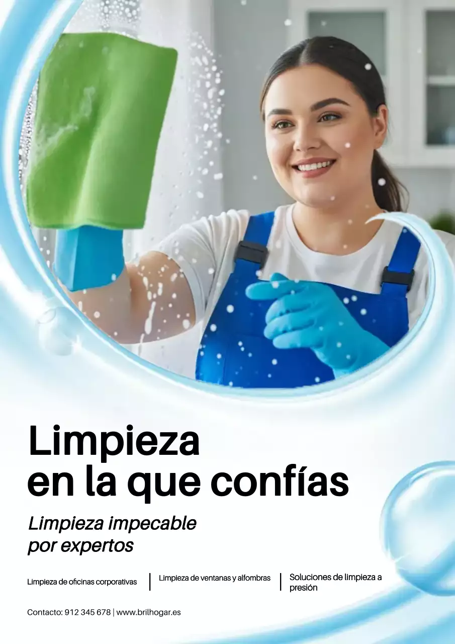 Cartel promocional de Blue Clean para limpieza