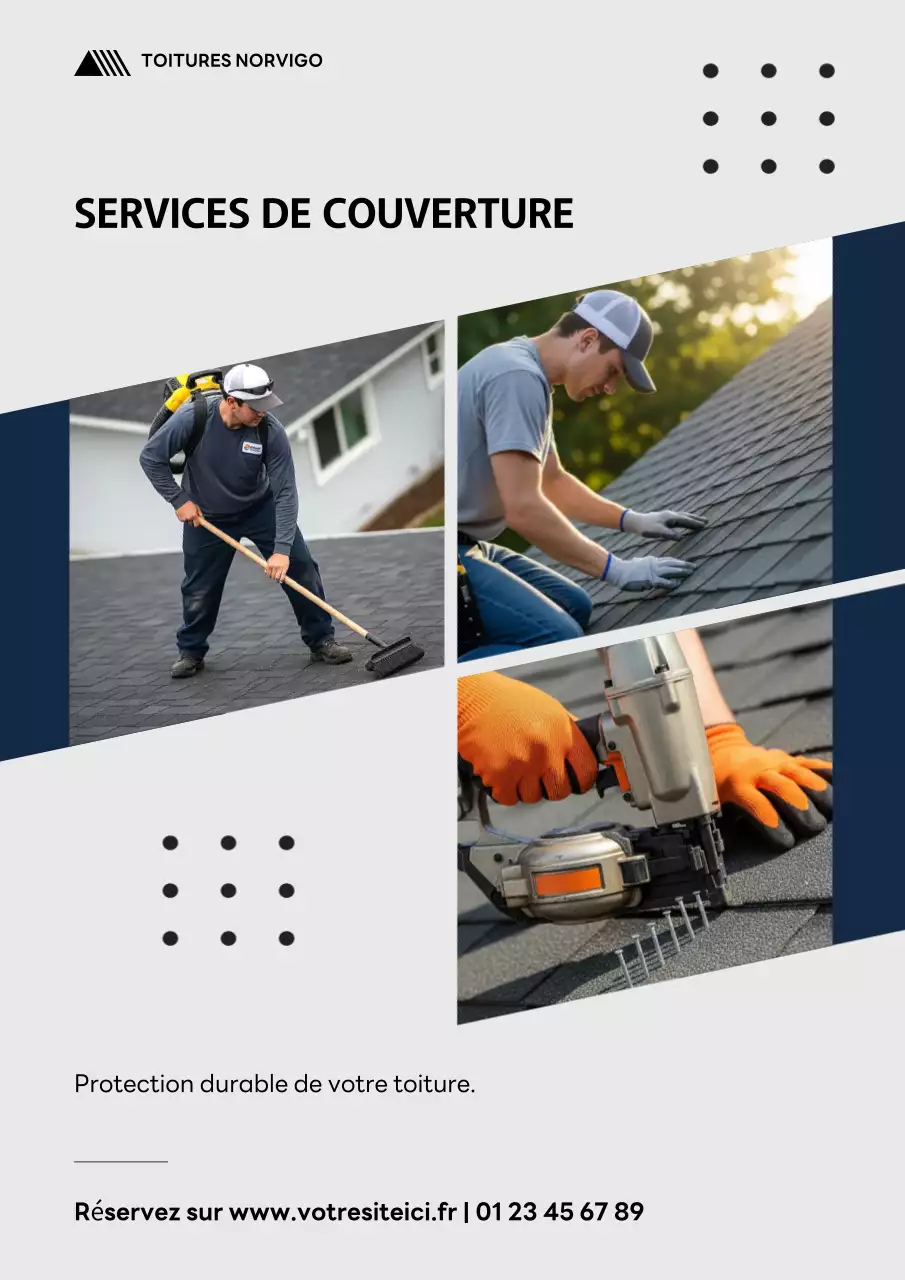 Affiche promotionnelle de toiture professionnelle grise