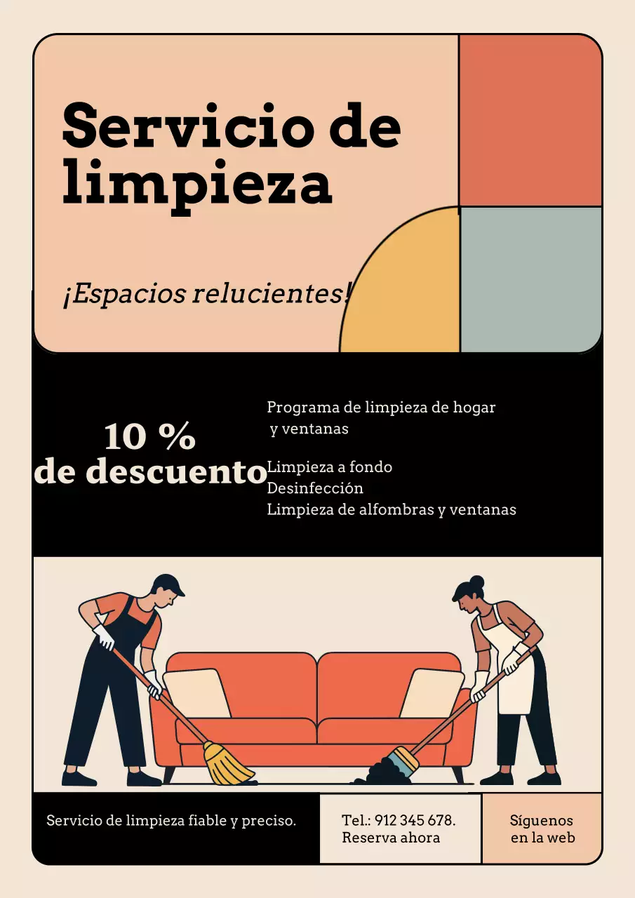 Cartel promocional de limpieza moderna en beige