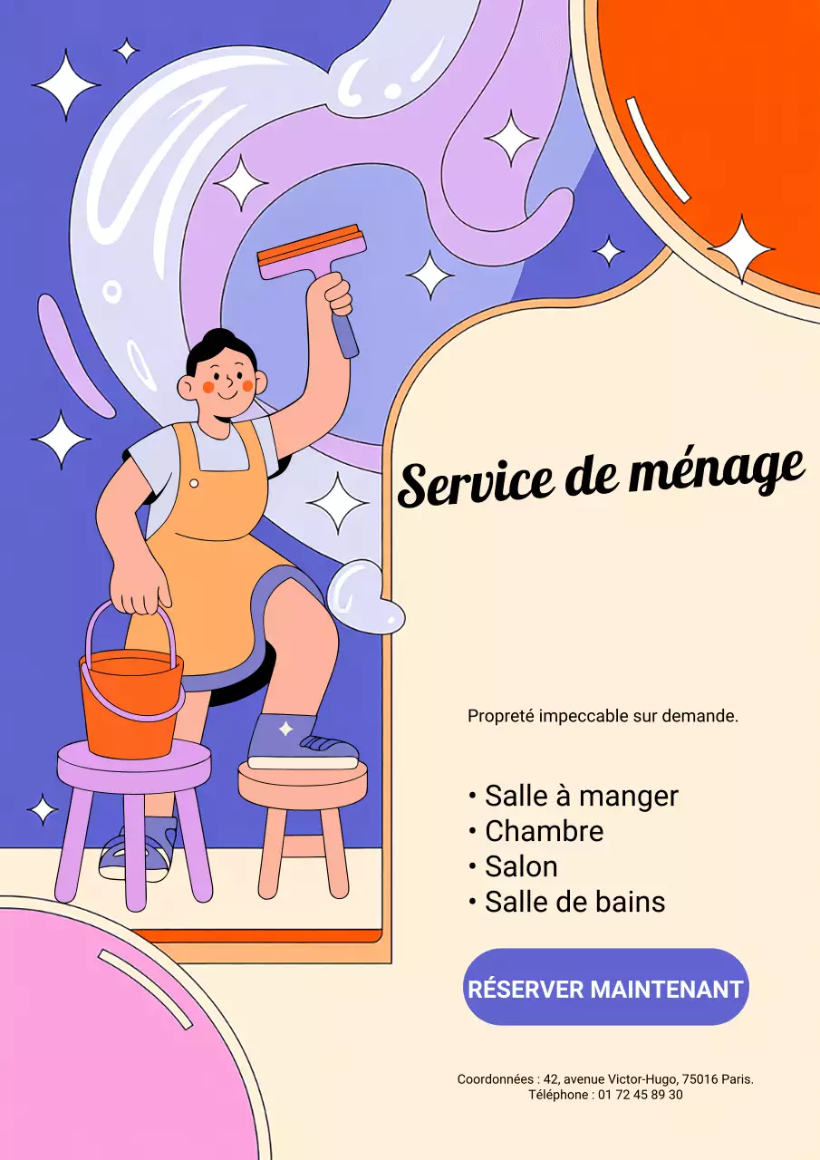Affiche promotionnelle de nettoyage moderne orange
