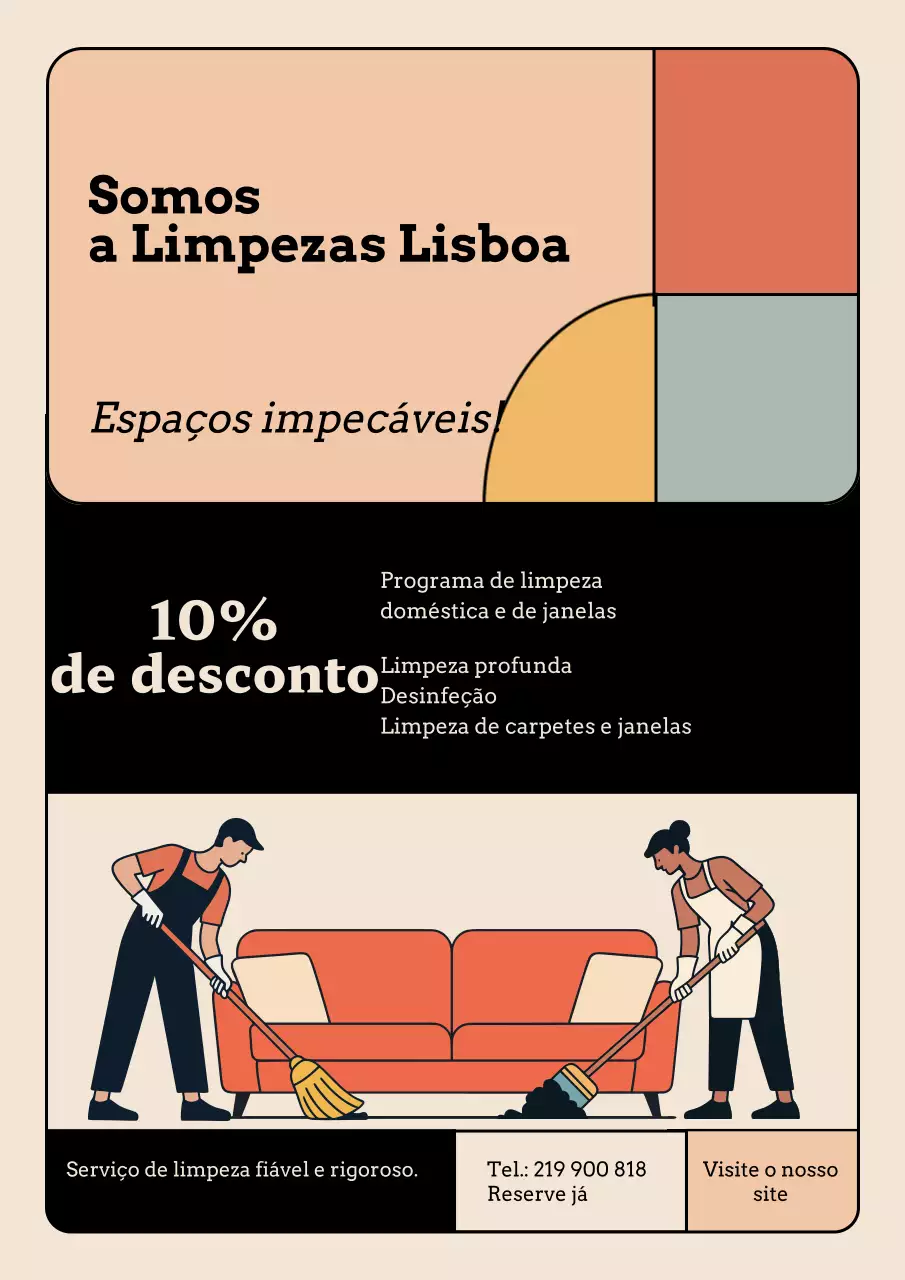 Cartaz promocional de limpeza moderna bege
