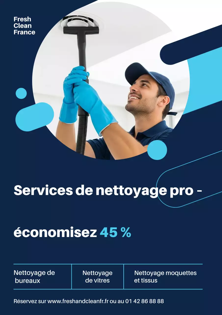 Affiche promotionnelle de nettoyage moderne bleu