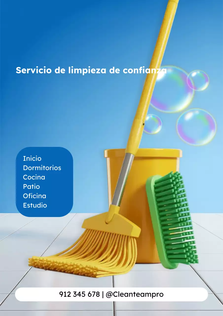 Cartel promocional de limpieza moderna azul