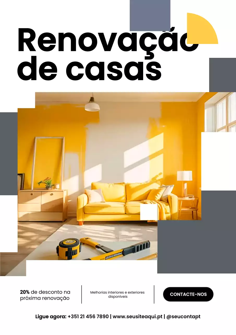 Cartaz Promocional Amarelo de Renovação Moderna