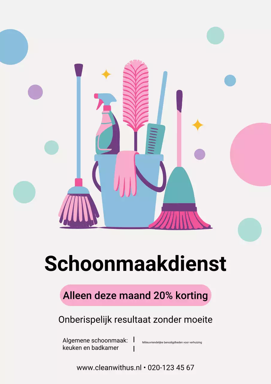 Kleurrijke moderne schoonmaakpromotieposter