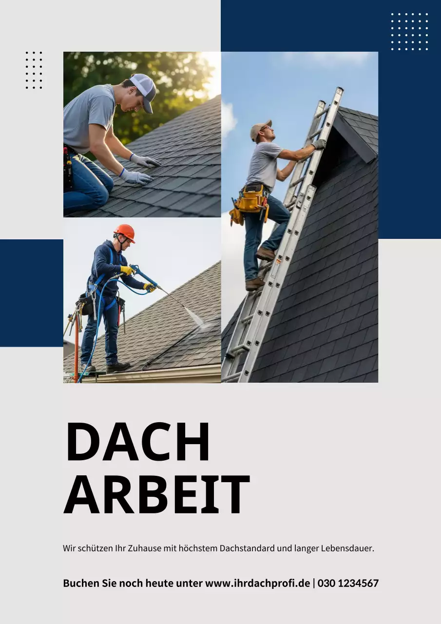 Werbeplakat für professionelle Dachdeckerarbeiten der Marine