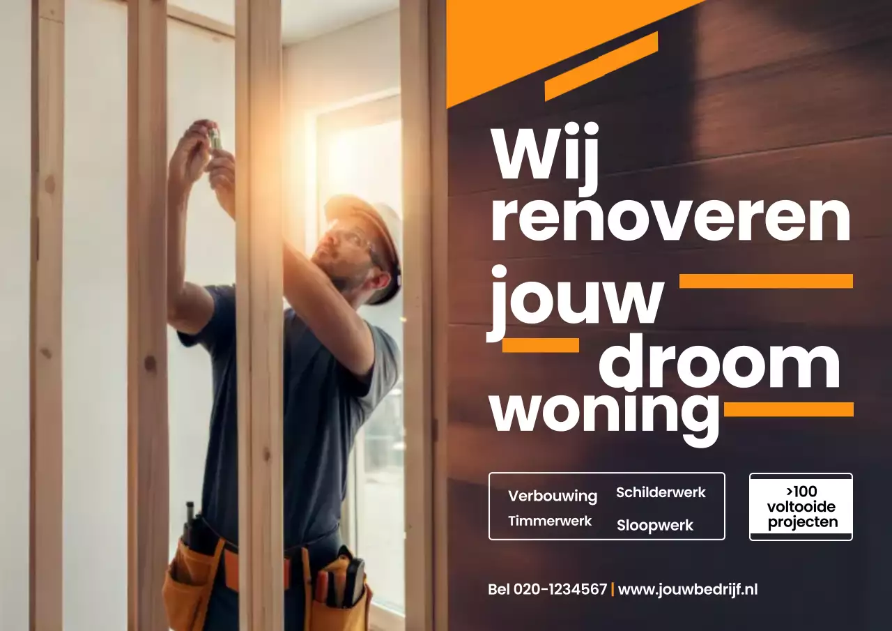 Oranje moderne renovatie advertentieposter