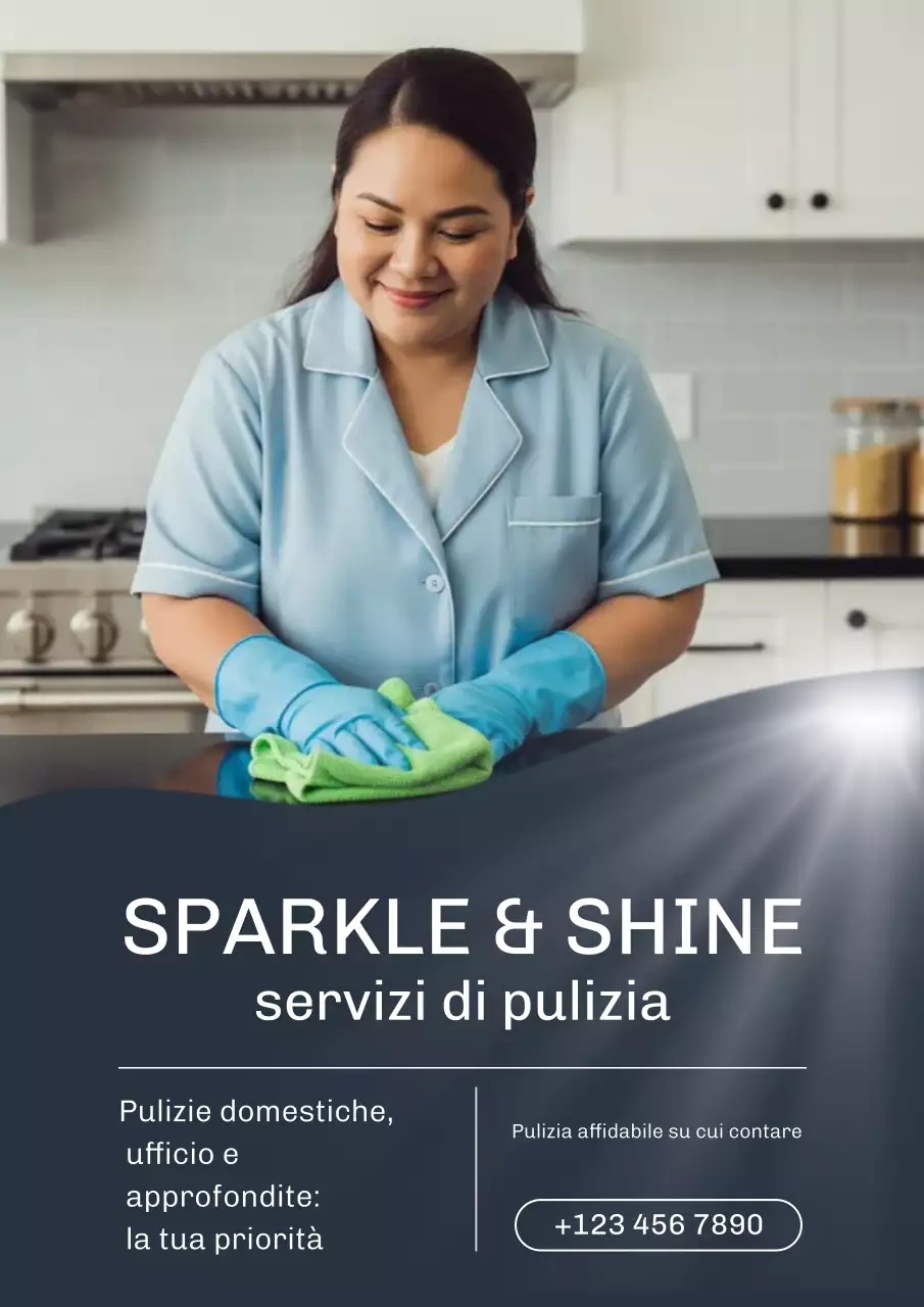 Manifesto pubblicitario per la pulizia professionale blu