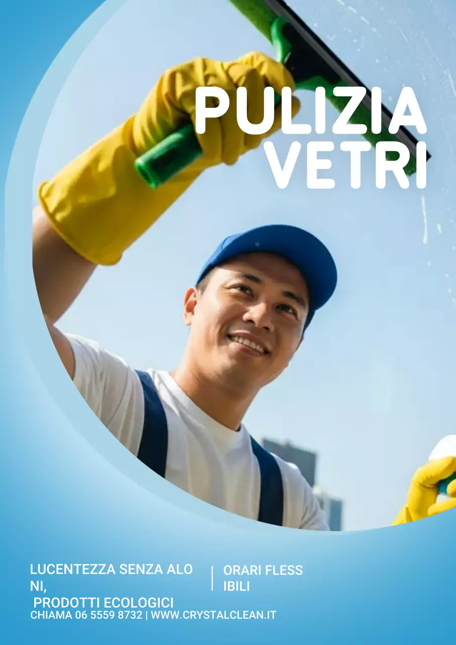 Manifesto promozionale per la pulizia moderna blu