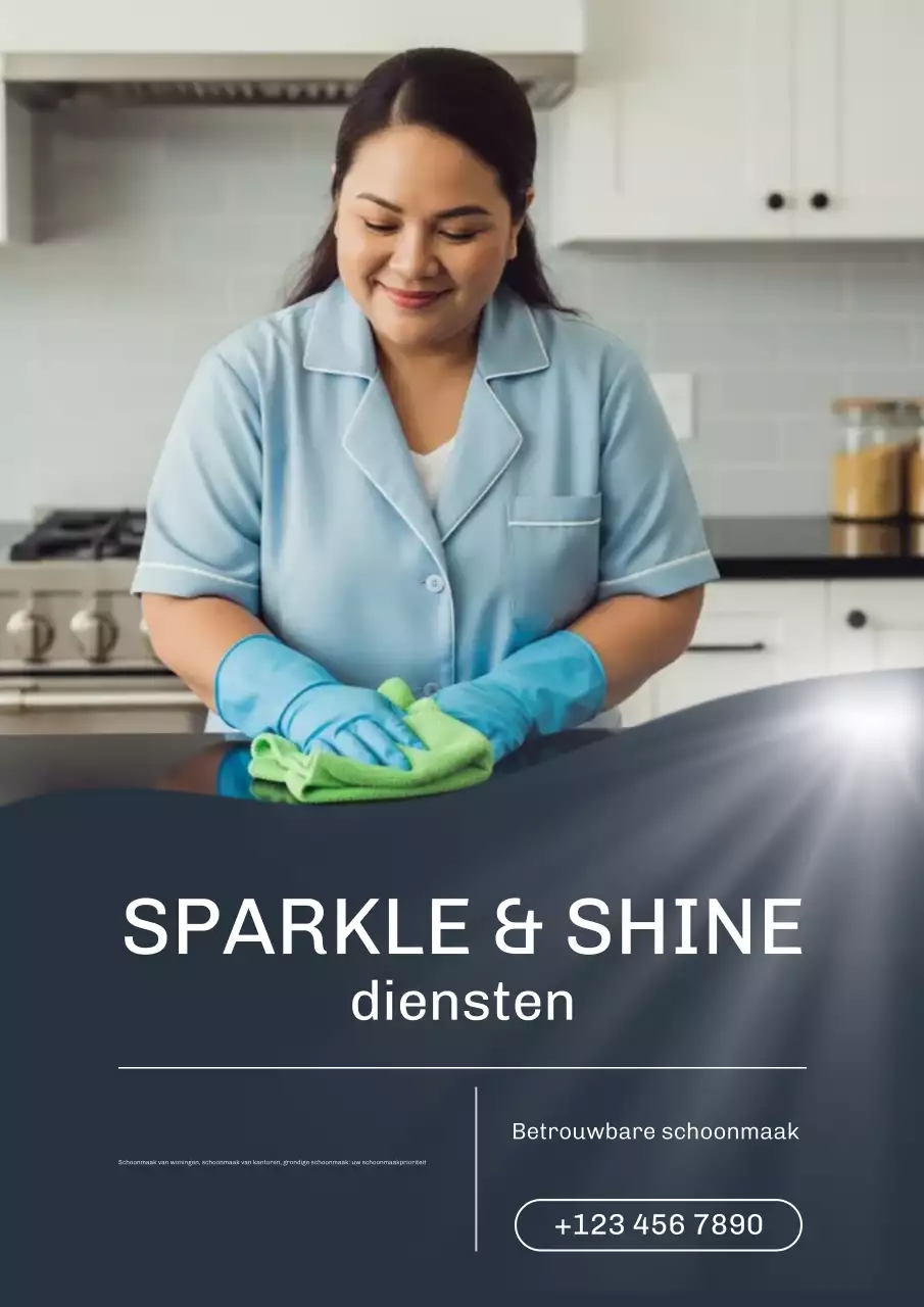 Blauwe professionele schoonmaakreclameposter