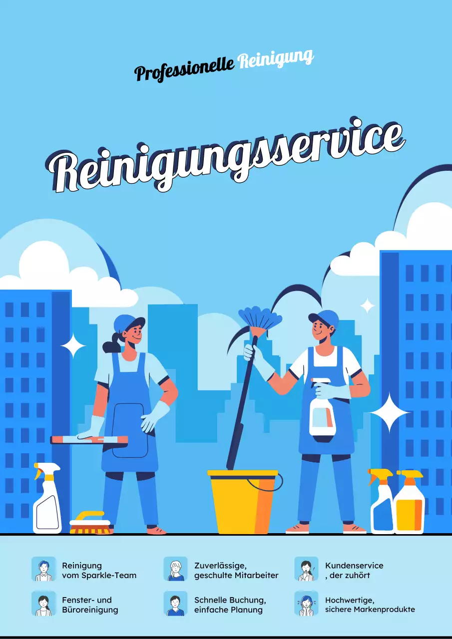 Blaues modernes Reinigungswerbeplakat
