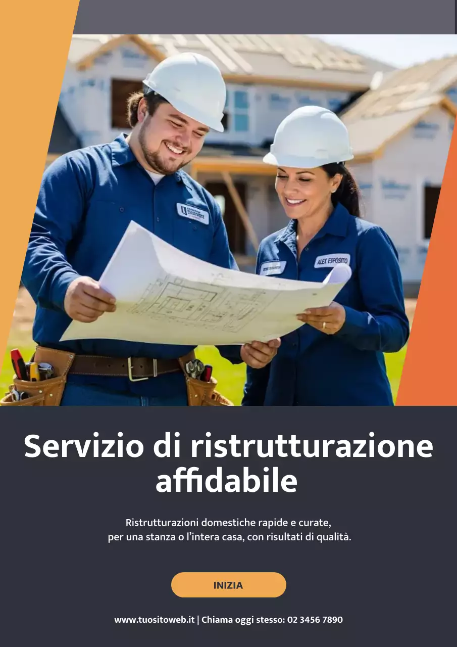 Manifesto pubblicitario giallo per ristrutturazione professionale