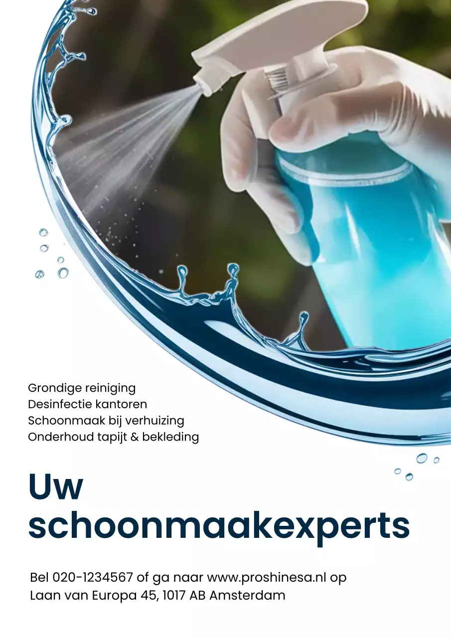 Blauwe moderne schoonmaakreclameposter