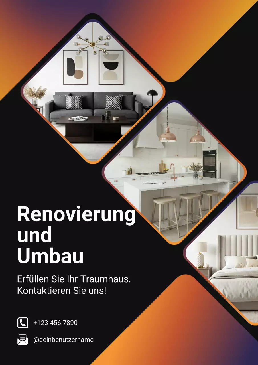 Orange Farbverlauf Modernes Renovierungs-Werbeplakat