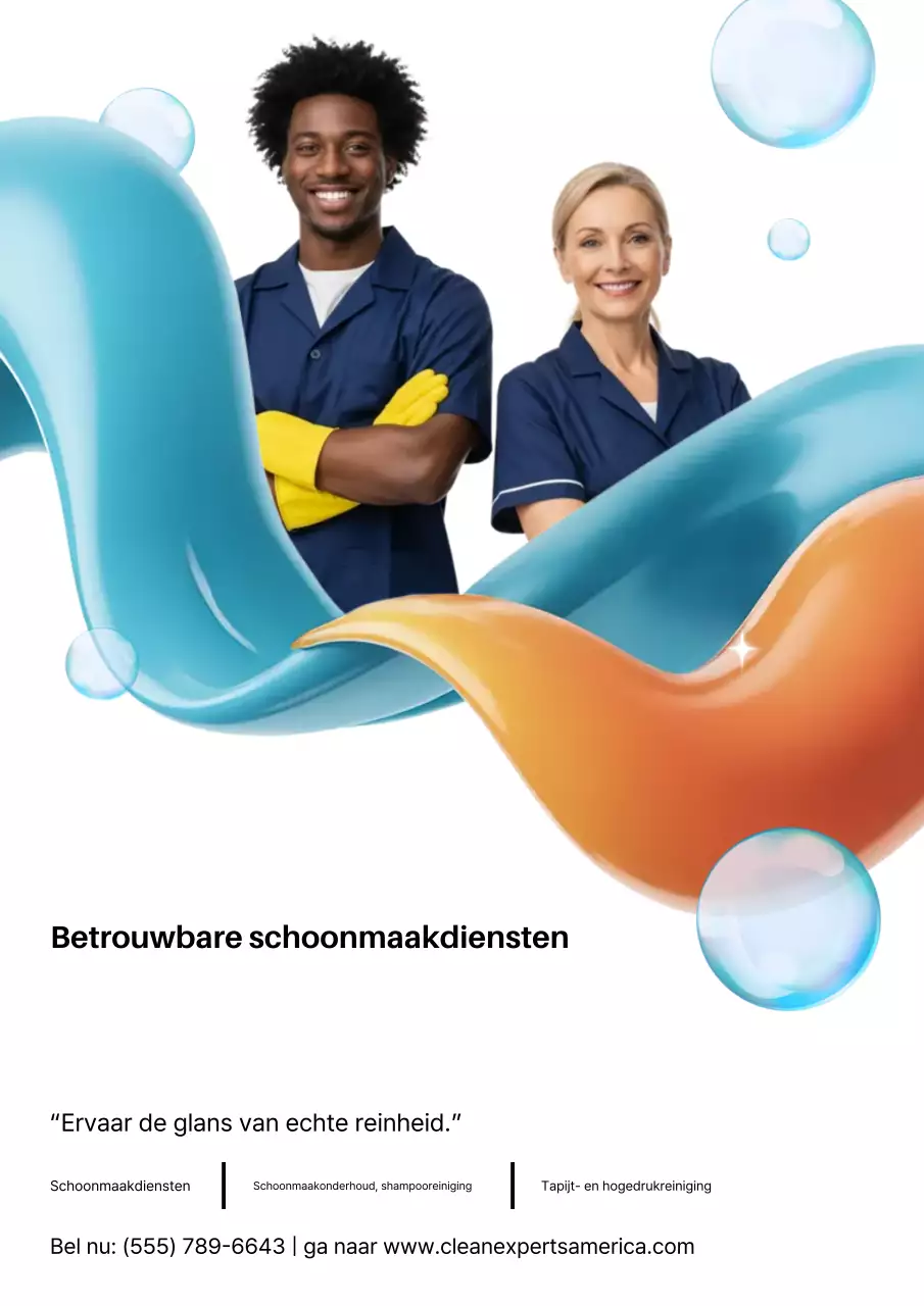 Blauwe moderne schoonmaakreclameposter