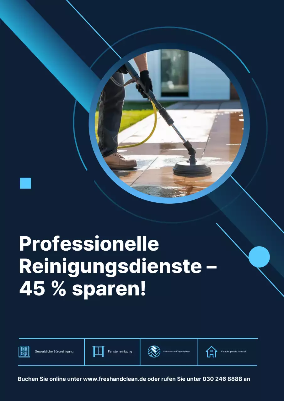 Blaues modernes Reinigungswerbeplakat