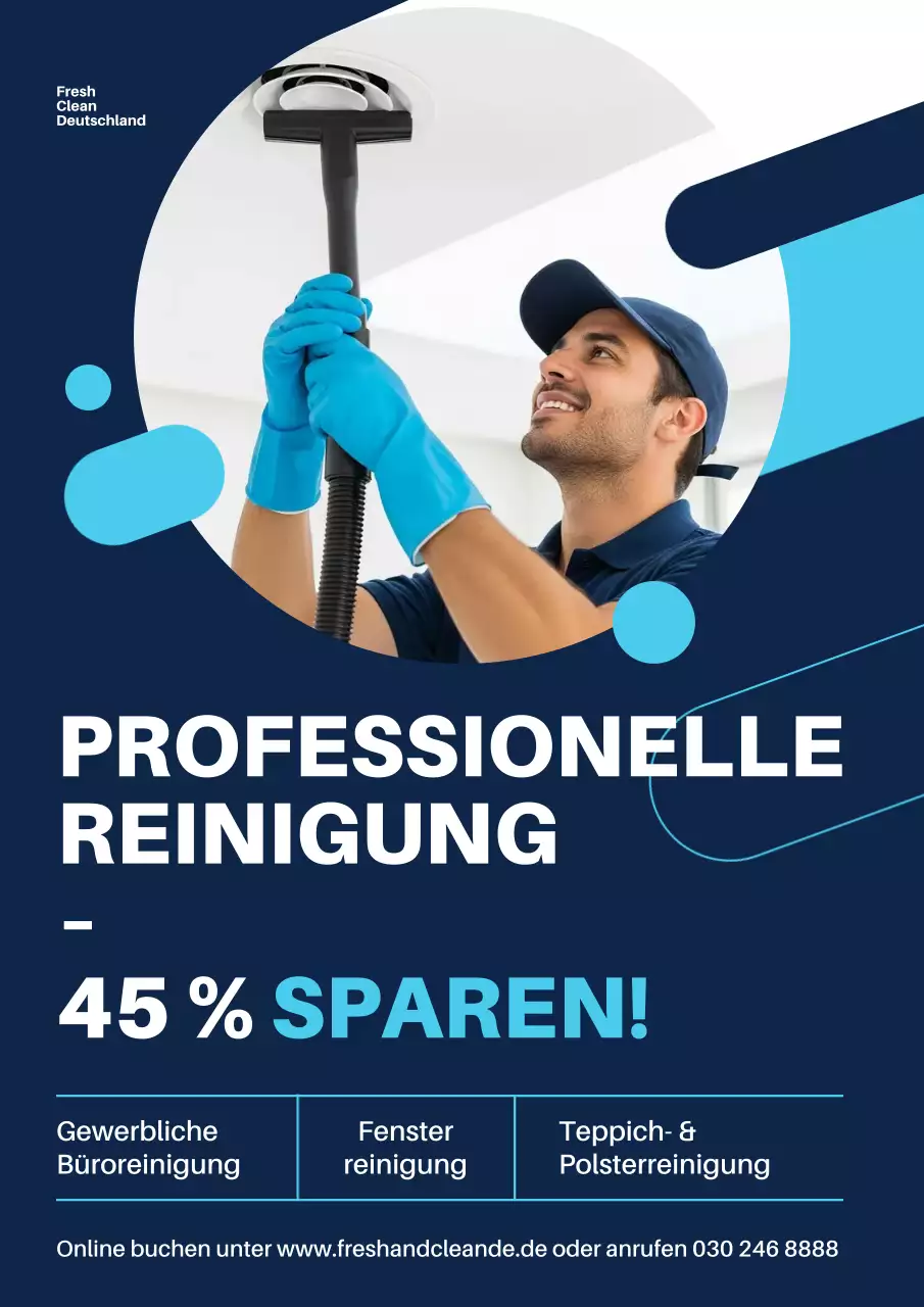 Blaues modernes Reinigungswerbeplakat