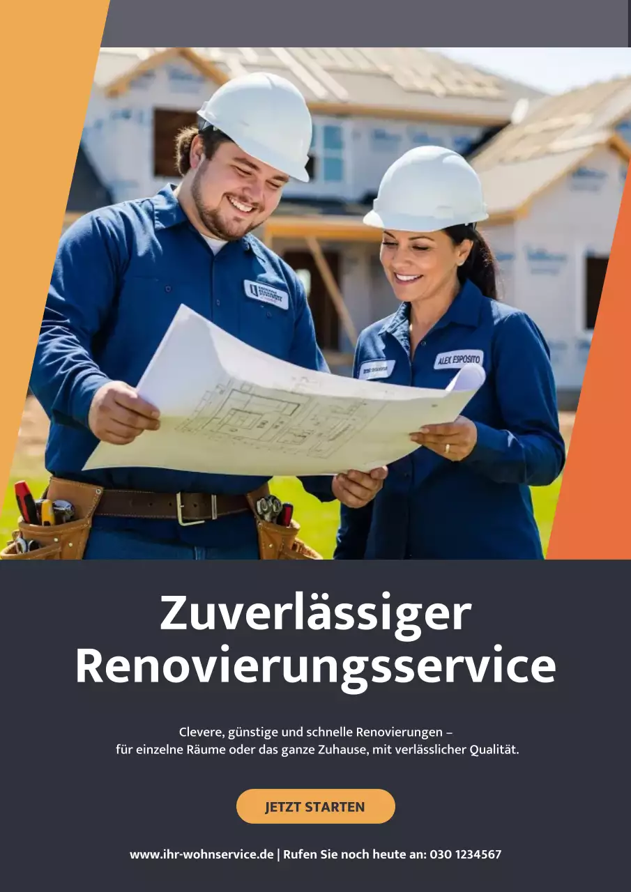 Gelbes Werbeplakat für professionelle Renovierungen