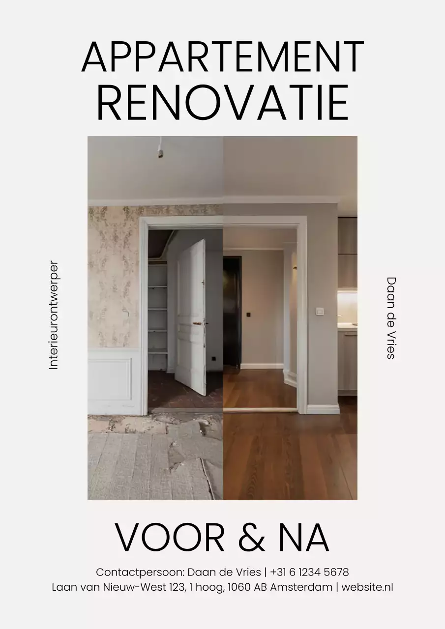 Grijze moderne renovatie-advertentieposter