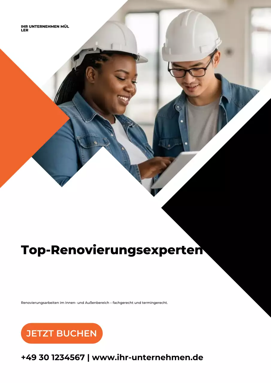 Orangefarbenes modernes Renovierungswerbeplakat