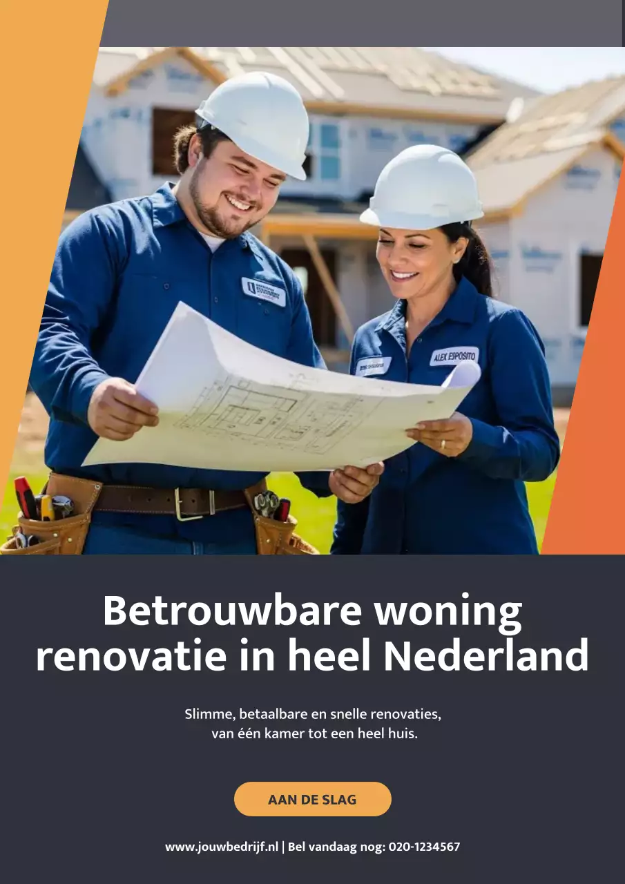 Gele professionele renovatie-advertentieposter
