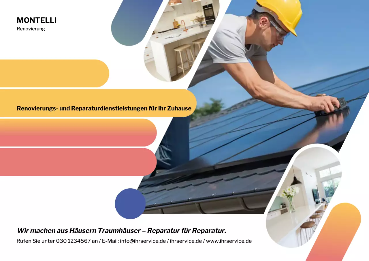 Blaues modernes Hausrenovierungs-Anzeigenplakat