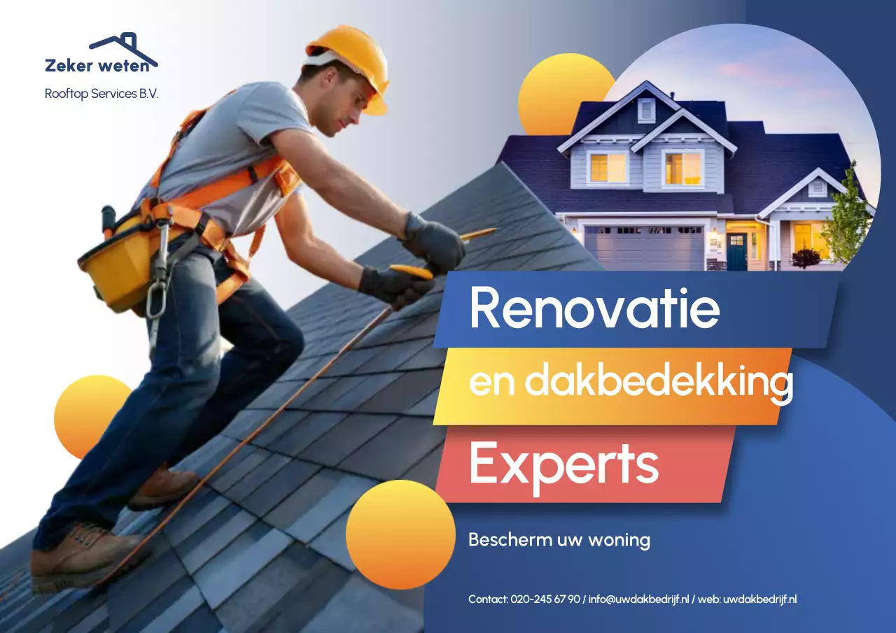 Blauwe moderne dakreclameposter