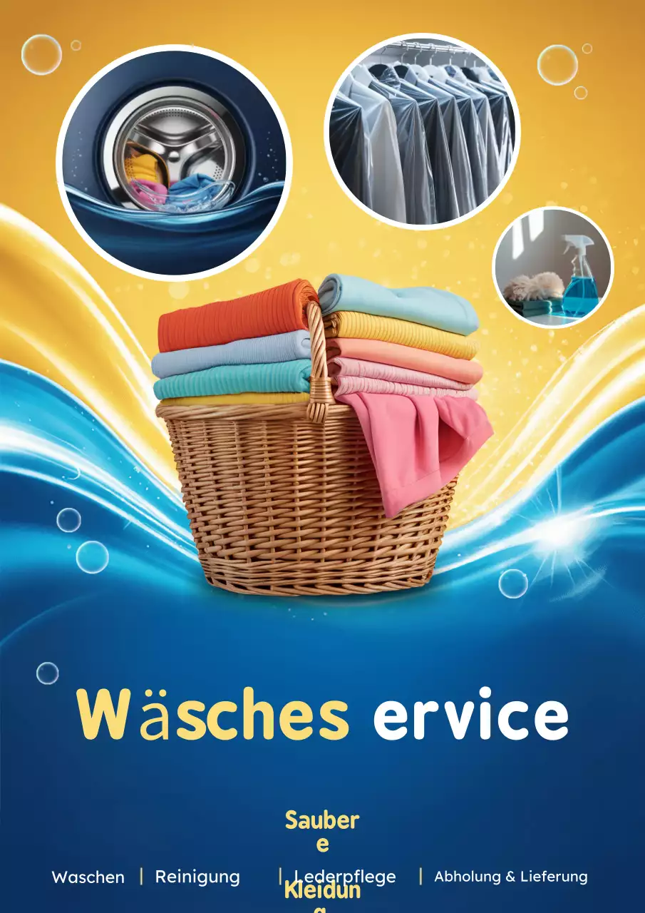 Blaues modernes Wäschewerbeplakat