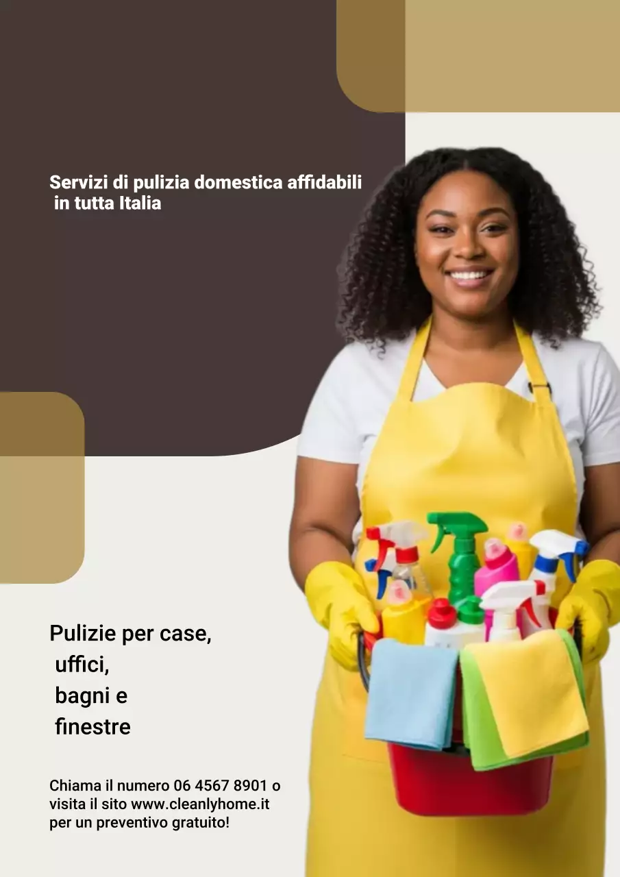 Manifesto pubblicitario giallo per la pulizia professionale
