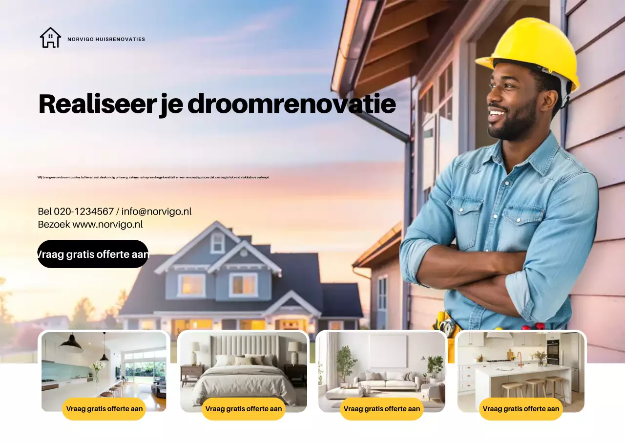 Gele poster voor moderne huisrenovatie
