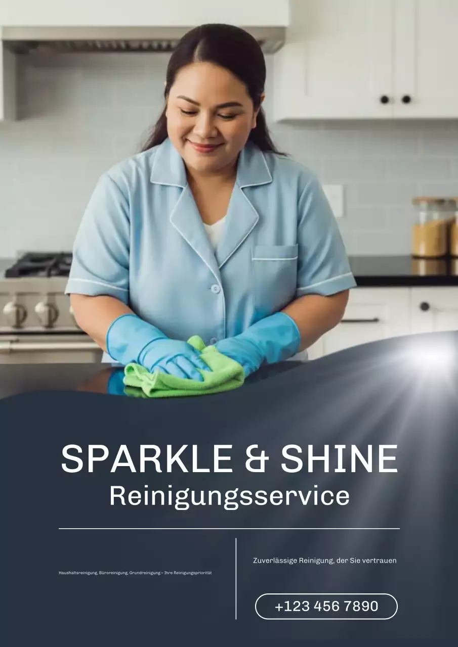 Blaues Werbeplakat für professionelle Reinigung