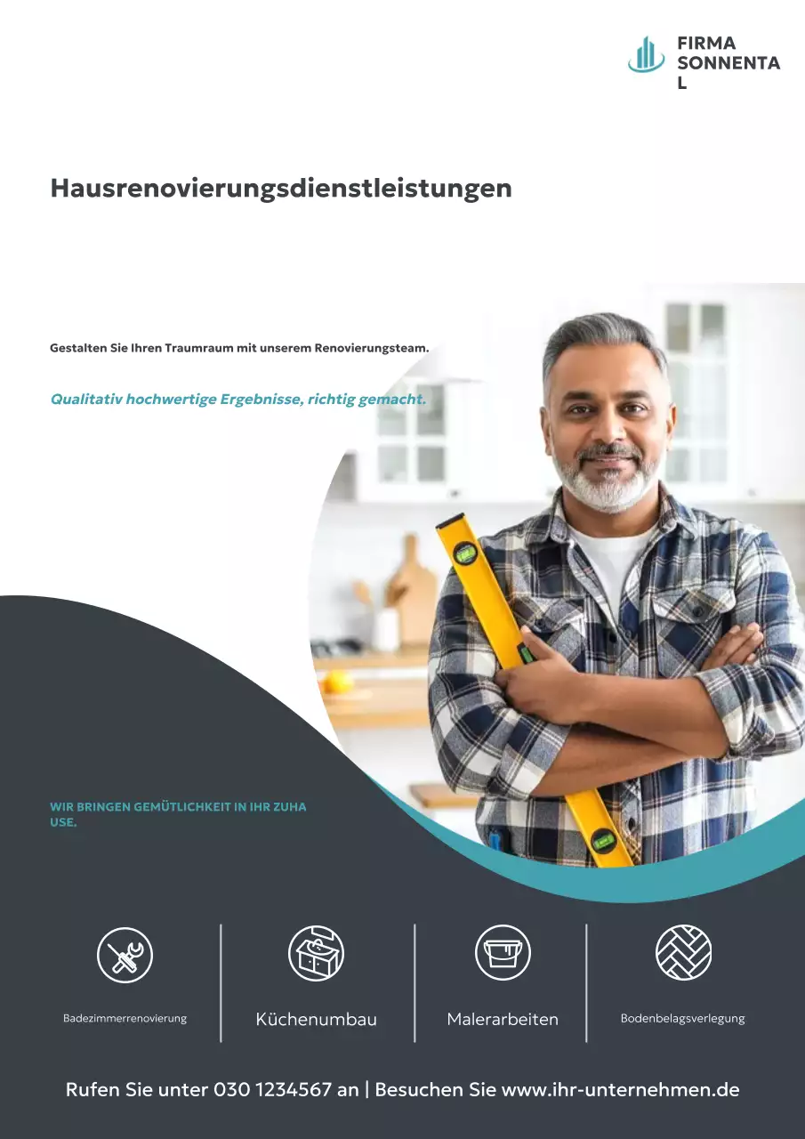 Graues, modernes Renovierungswerbeplakat