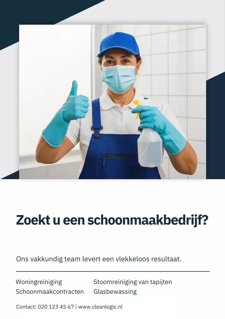 Blauwe professionele schoonmaakreclameposter