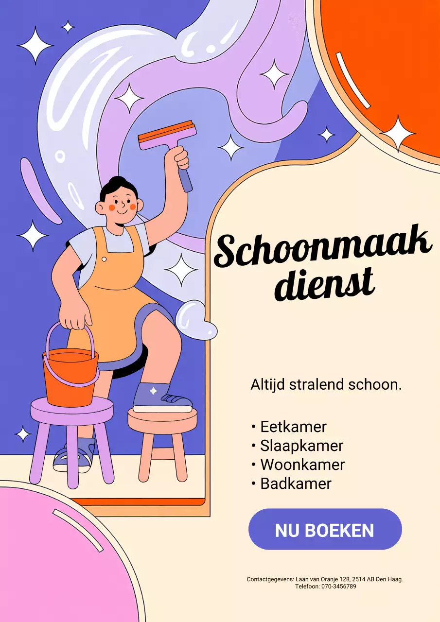 Oranje moderne schoonmaakpromotieposter