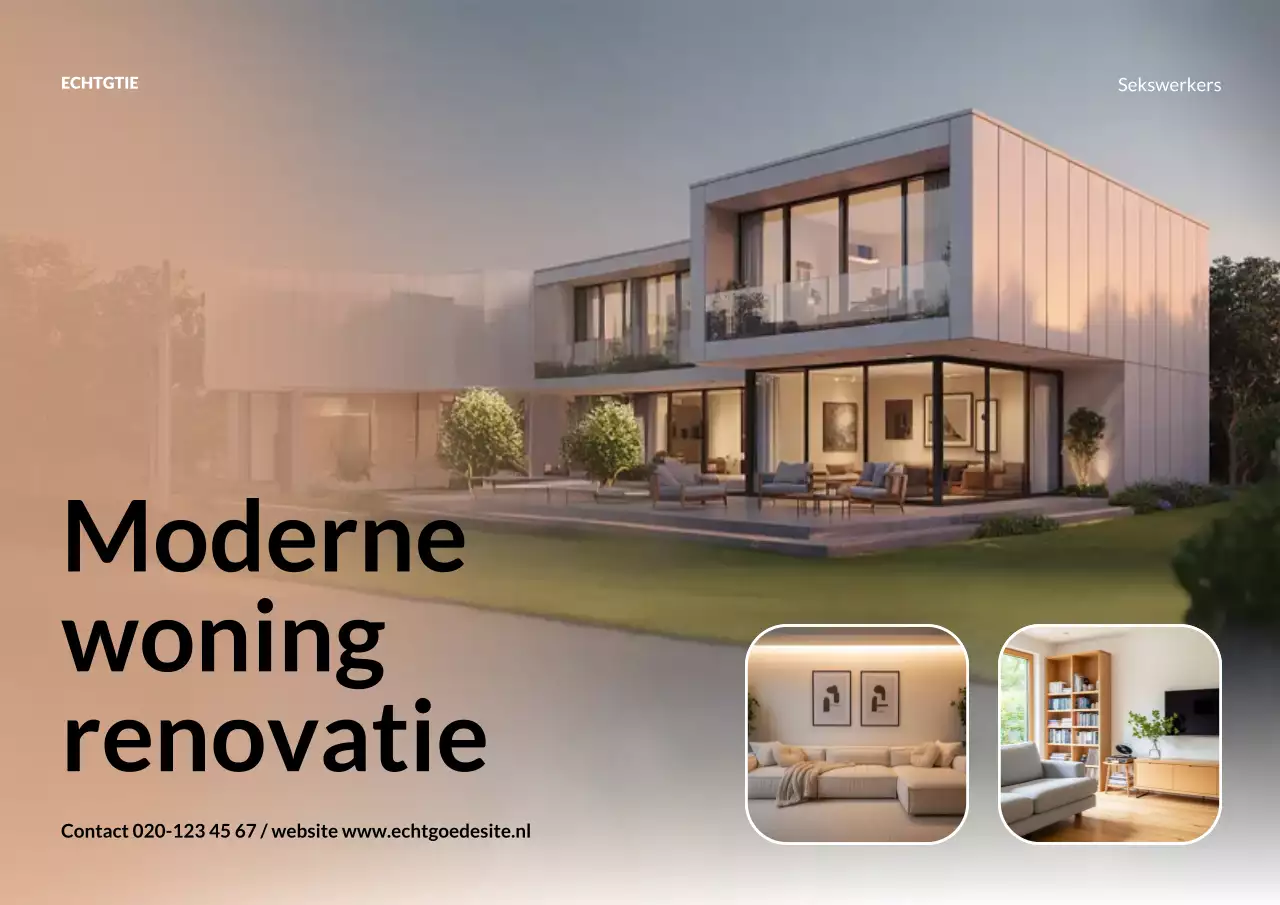 Beige moderne huisreclameposter