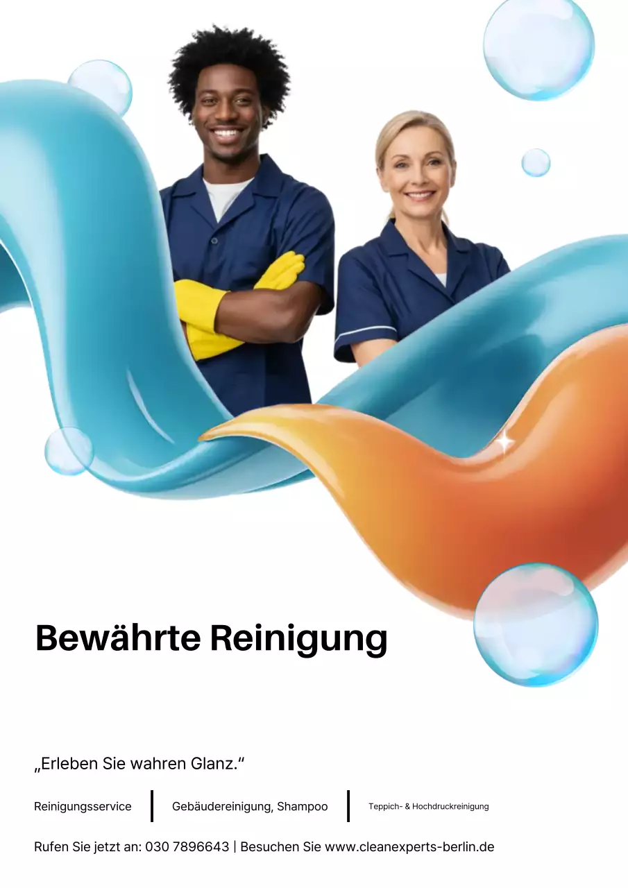 Blaues modernes Reinigungswerbeplakat