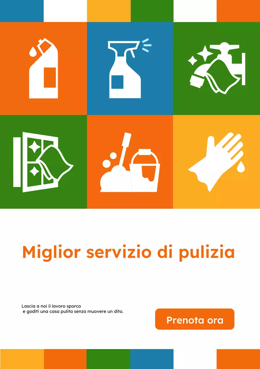 Poster promozionale colorato e moderno per la pulizia