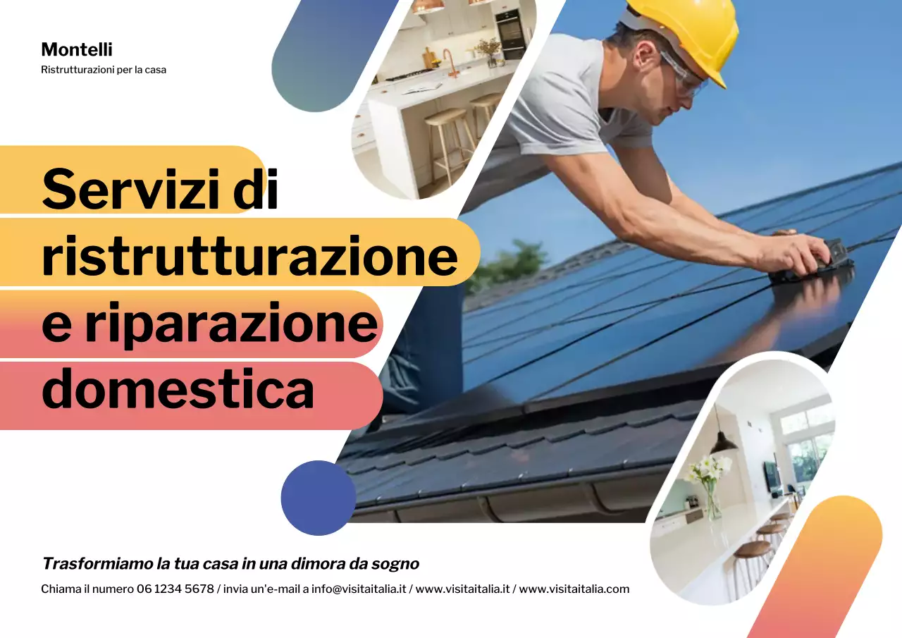 Manifesto pubblicitario per la ristrutturazione di una casa moderna blu