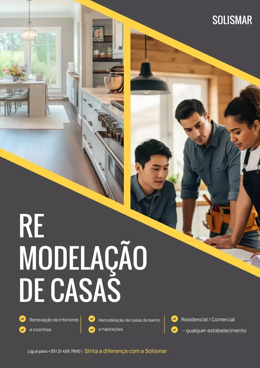 Cartaz de anúncio de renovação profissional amarelo