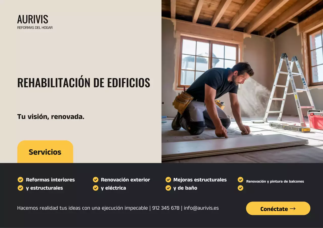 Cartel promocional de renovación de casa moderna amarilla