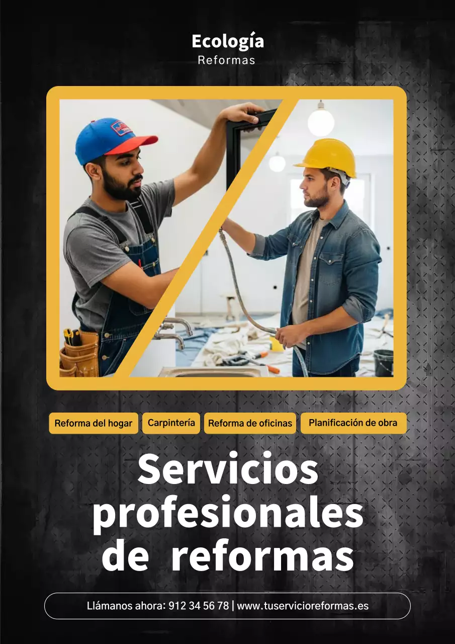 Cartel publicitario de renovación profesional en amarillo