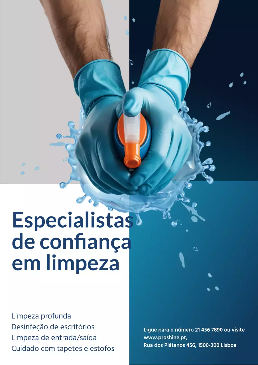 Cartaz de propaganda de limpeza moderna azul