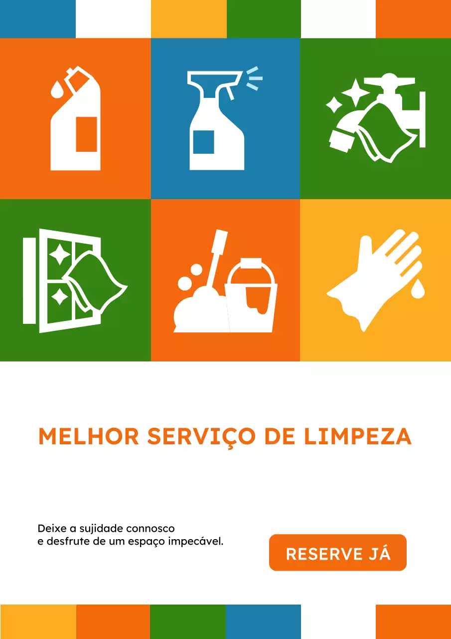 Cartaz promocional de limpeza moderno e colorido